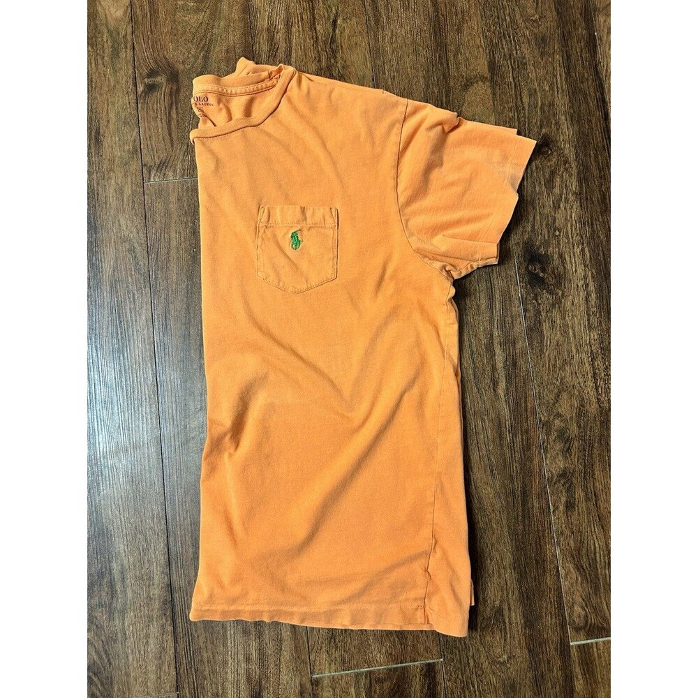 Polo Ralph Lauren Mens XL Orange Pocket T Shirt Green Pony Logo Cotton Tee